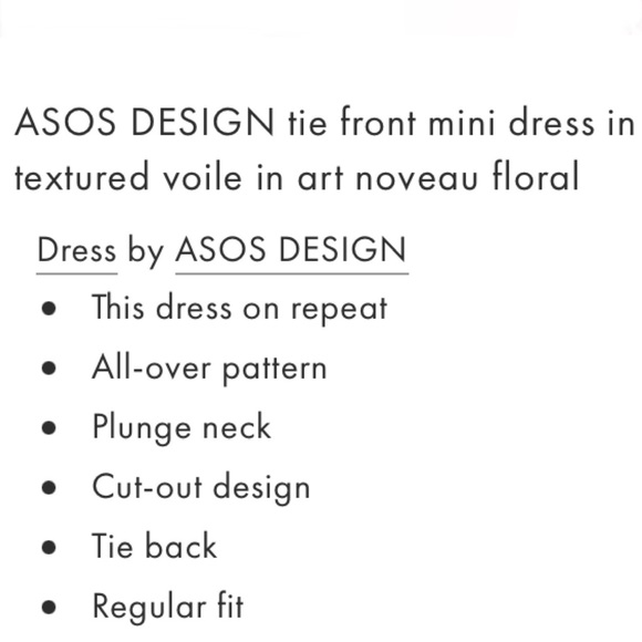 ASOS Tie Front Mini Dress in Textured Voile Art Nouveau Green Floral Size 10 - Picture 16 of 16